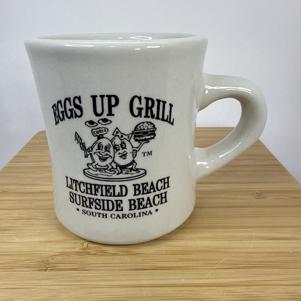 Eggs Up Grill Diner Mug Anthropomorphic Surfside Beach Litchfield South Carolina